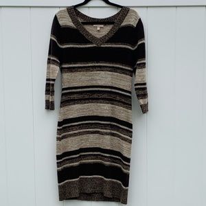 3/4 Sleeve Stripped Sweater Dress